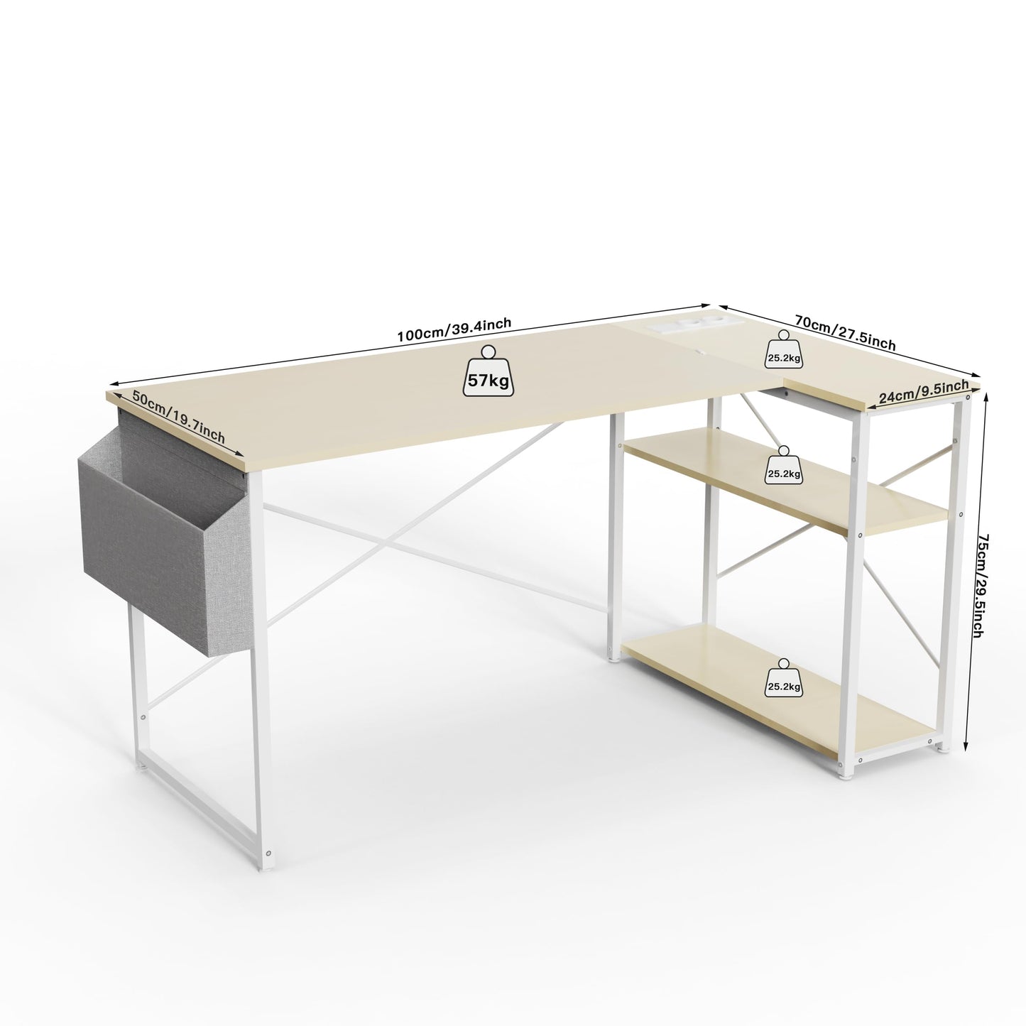 BEXEVUE Computer Desk with Power Outlets