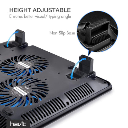 havit Laptop Cooling Pad, HV-F2056 15.6-17'' Slim Portable USB Powered