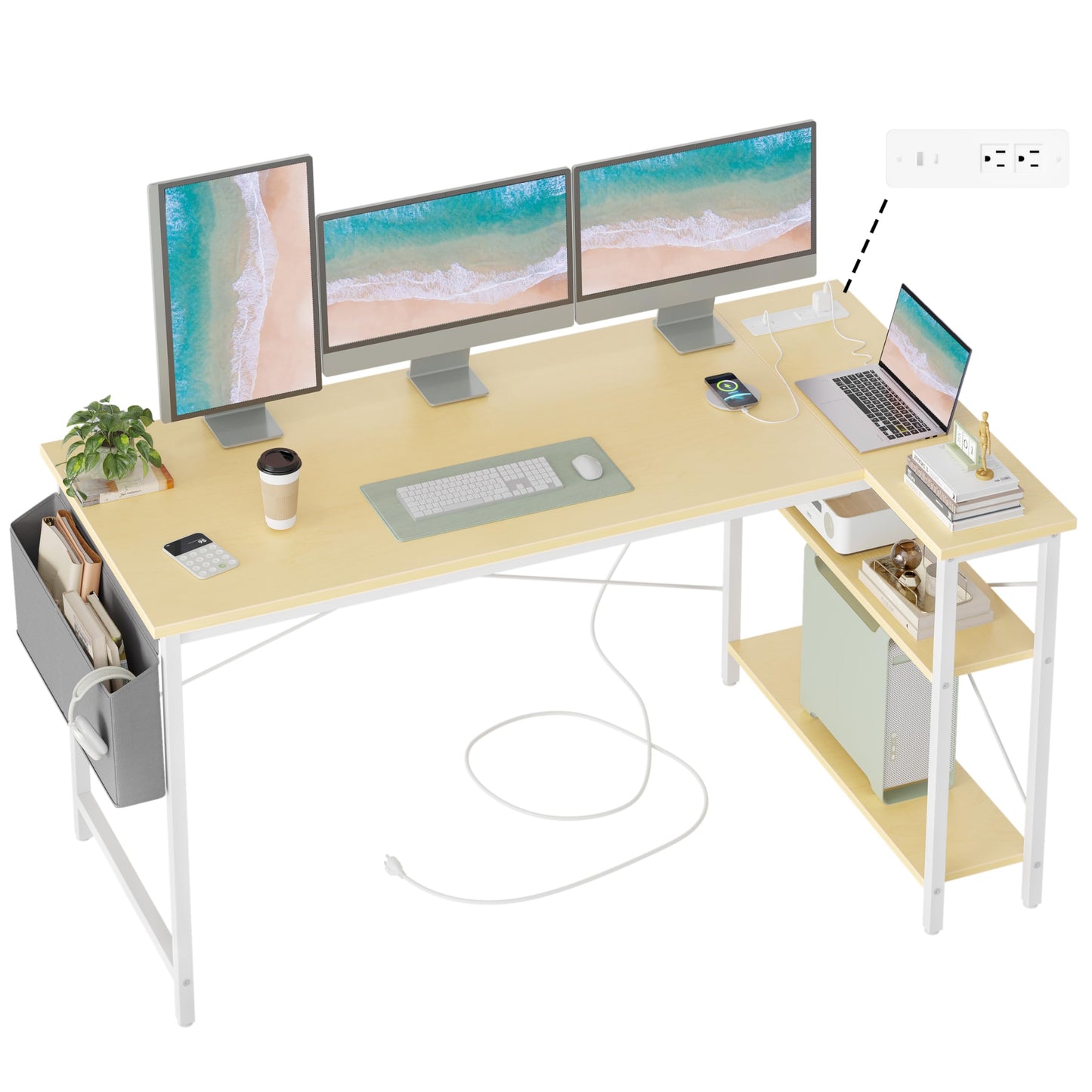 BEXEVUE Computer Desk with Power Outlets
