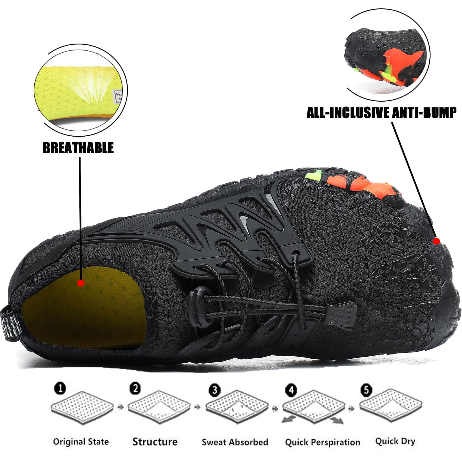 Mens Womens Water Shoes Quick-drying Barefoot Swimming Shoes - craques