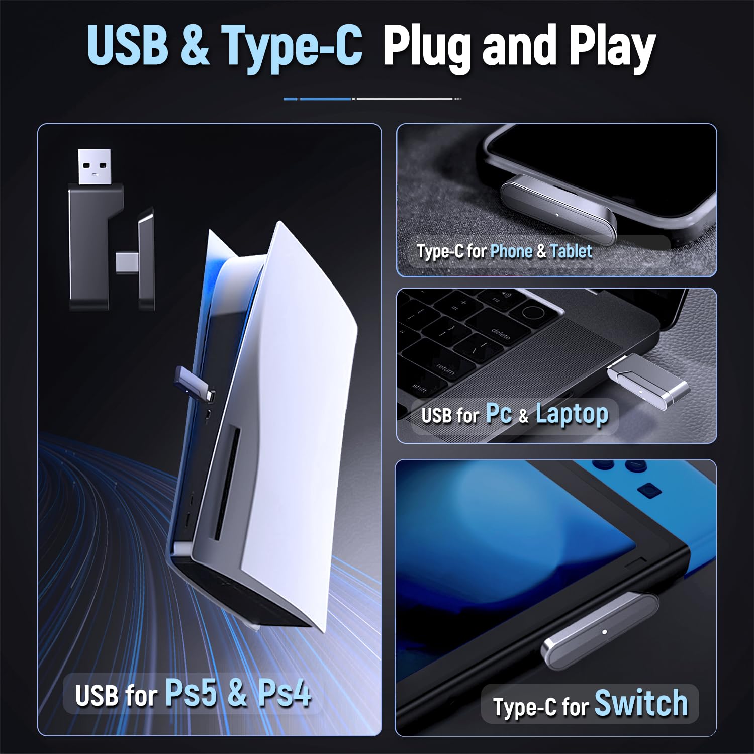 Craques Wireless Gaming Headset for PC with RGB Lighting