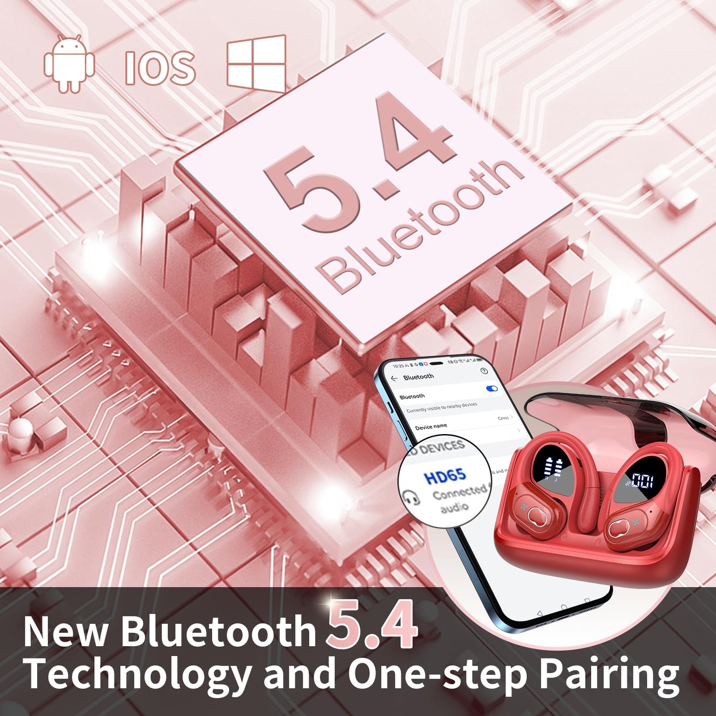 Wireless Earbuds 75hrs Bluetooth 5.4 Headphone Sport