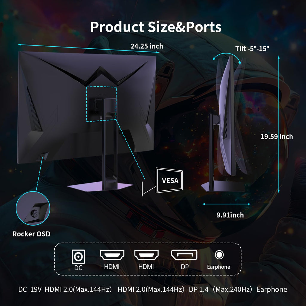 KTC 24 inch 190Hz/180Hz Gaming Monitor - craques