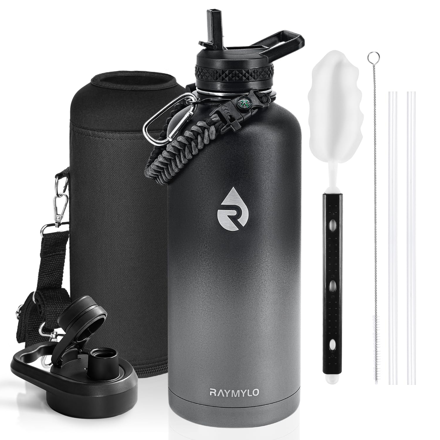 RAYMYLO One Gallon Water Bottle Insulated Triple Walled Vacuum Stainless Steel (Cold for 48 Hrs) Leak Proof & BPA-Free