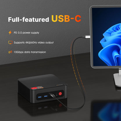BOSGAME P4 Gaming Mini PC Ryzen 7 5700U 32GB RAM 1TB NVMe M.2 2280 SSD Windows 11 Pro Mini Computers