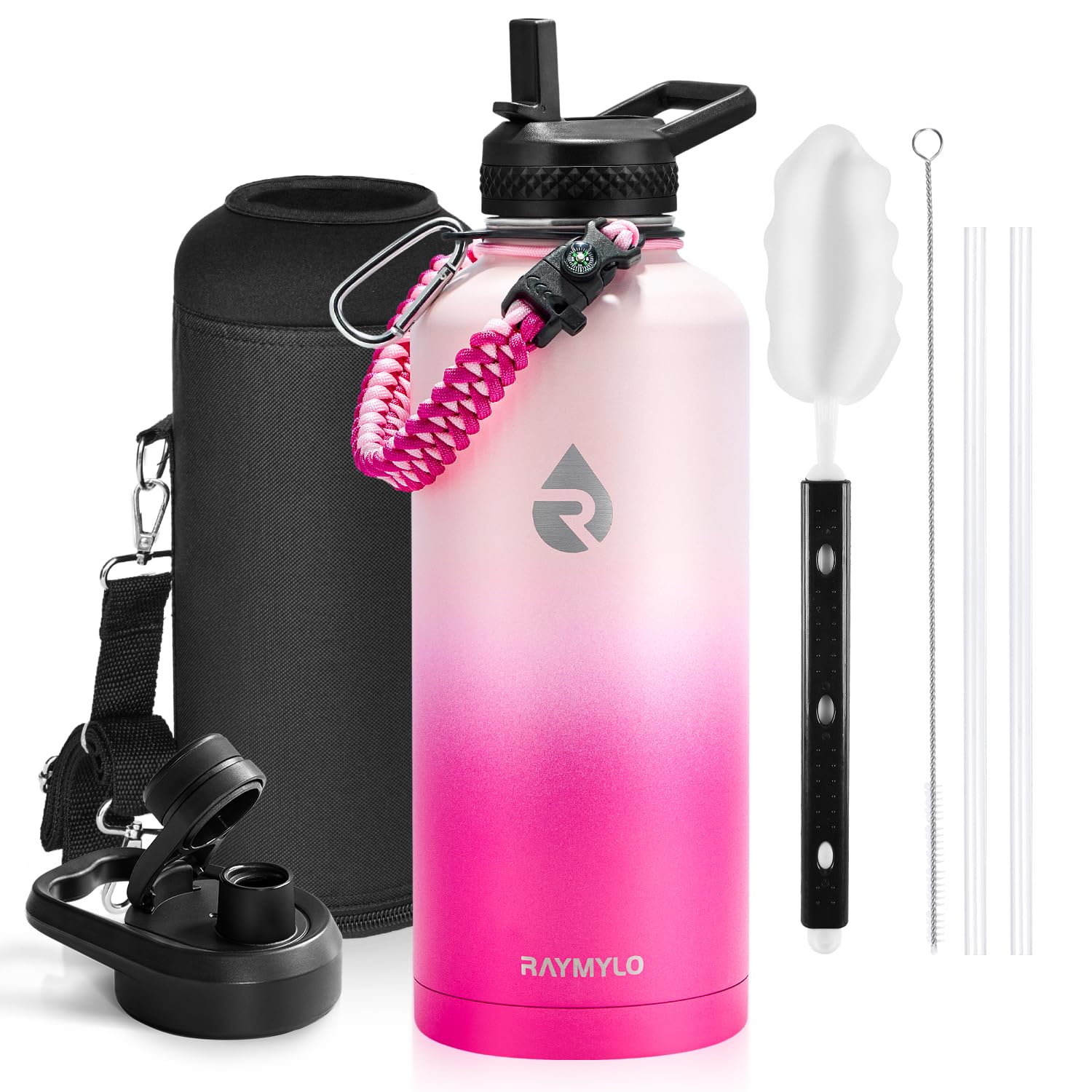 RAYMYLO One Gallon Water Bottle Insulated Triple Walled Vacuum Stainless Steel (Cold for 48 Hrs) Leak Proof & BPA-Free