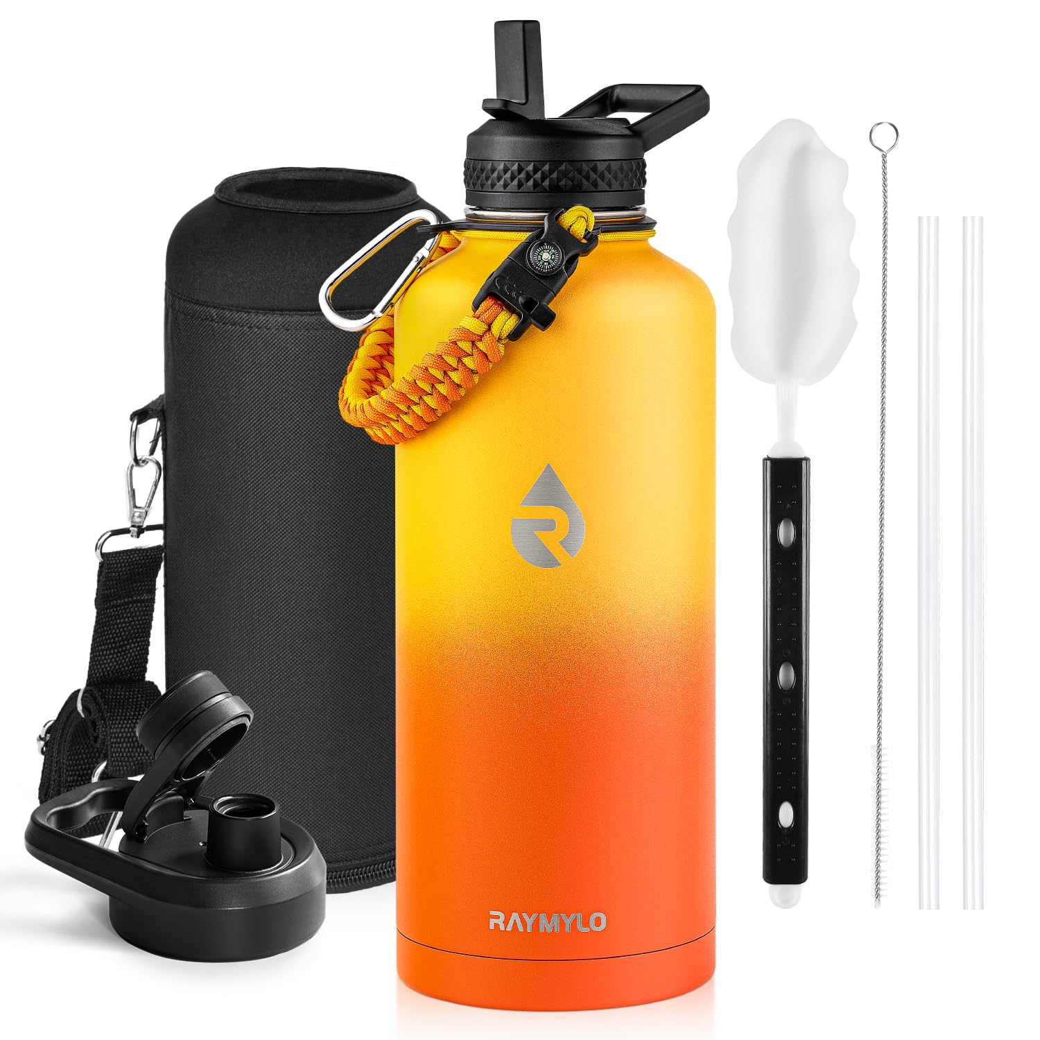 RAYMYLO One Gallon Water Bottle Insulated Triple Walled Vacuum Stainless Steel (Cold for 48 Hrs) Leak Proof & BPA-Free