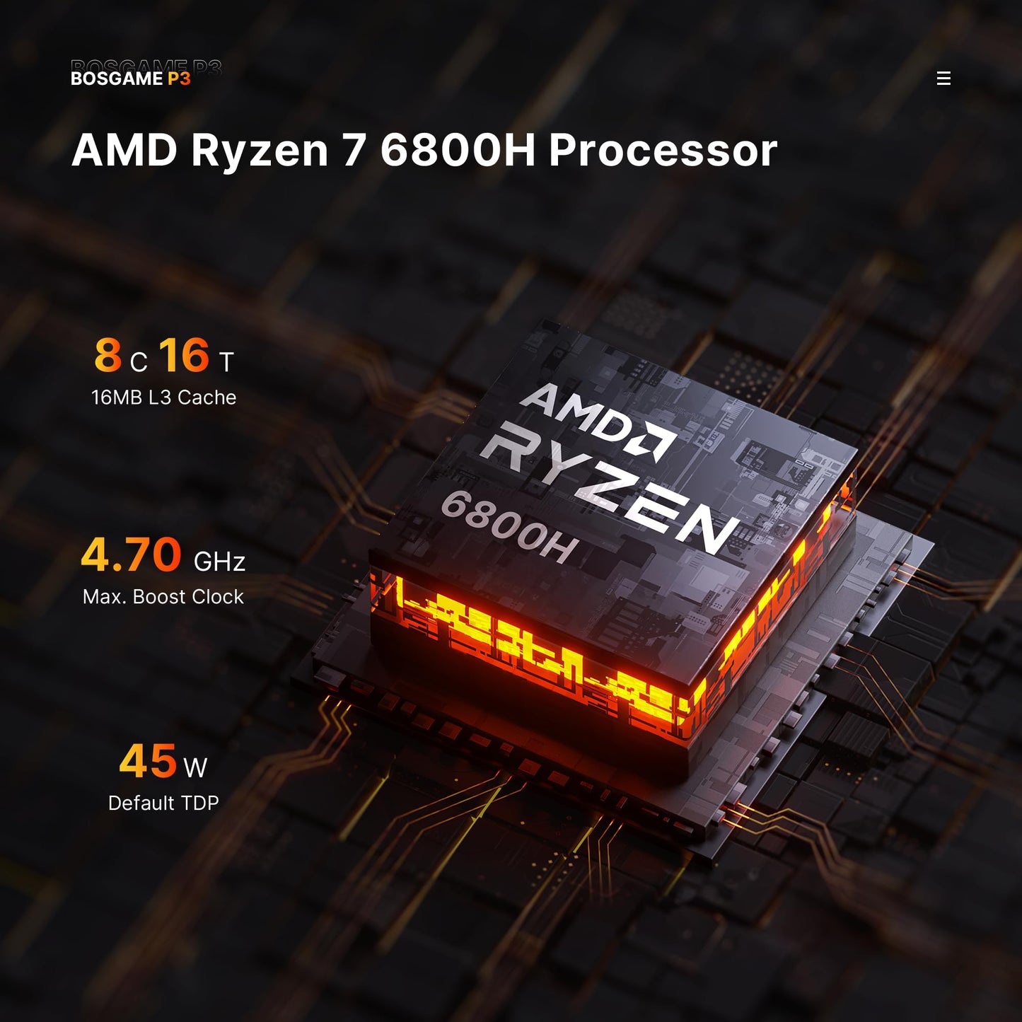 BOSGAME P4 Gaming Mini PC Ryzen 7 5700U 32GB RAM 1TB NVMe M.2 2280 SSD Windows 11 Pro Mini Computers