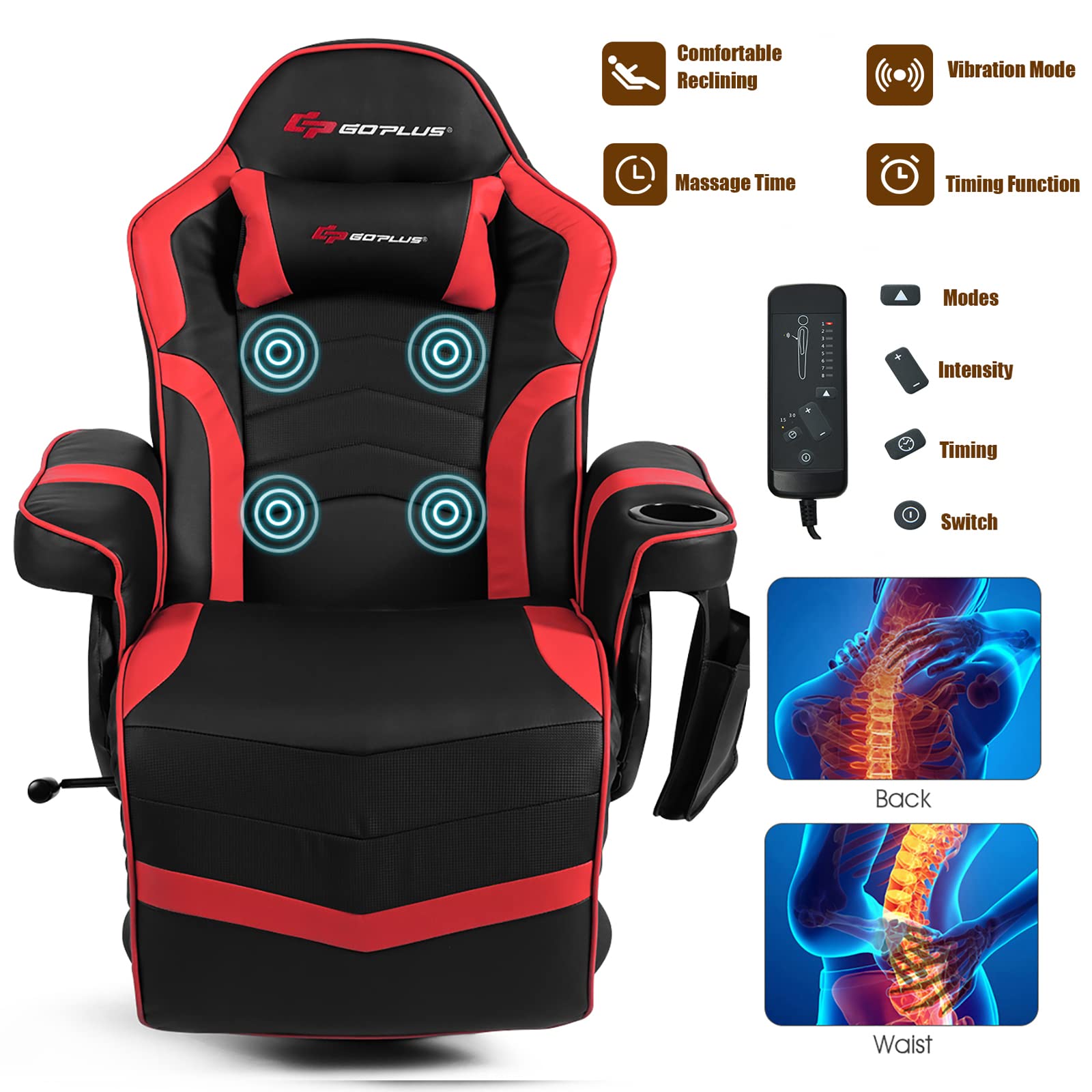POWERSTONE Gaming Recliner, Adjustable Massage Gaming Chair - craques
