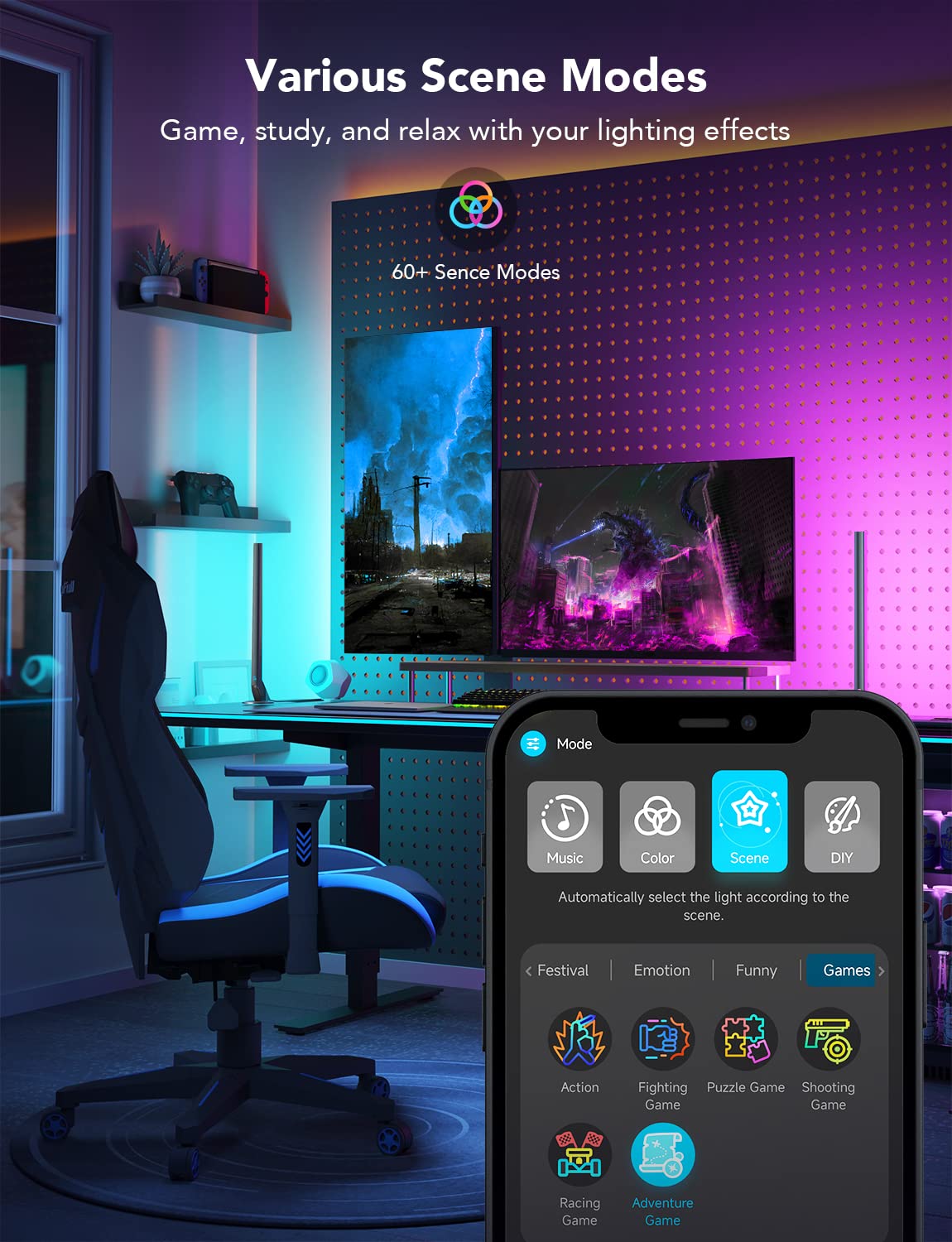 Govee RGBIC Gaming Light Bars H6047 with Smart Controller, Wi-Fi Smart LED Gaming Lights