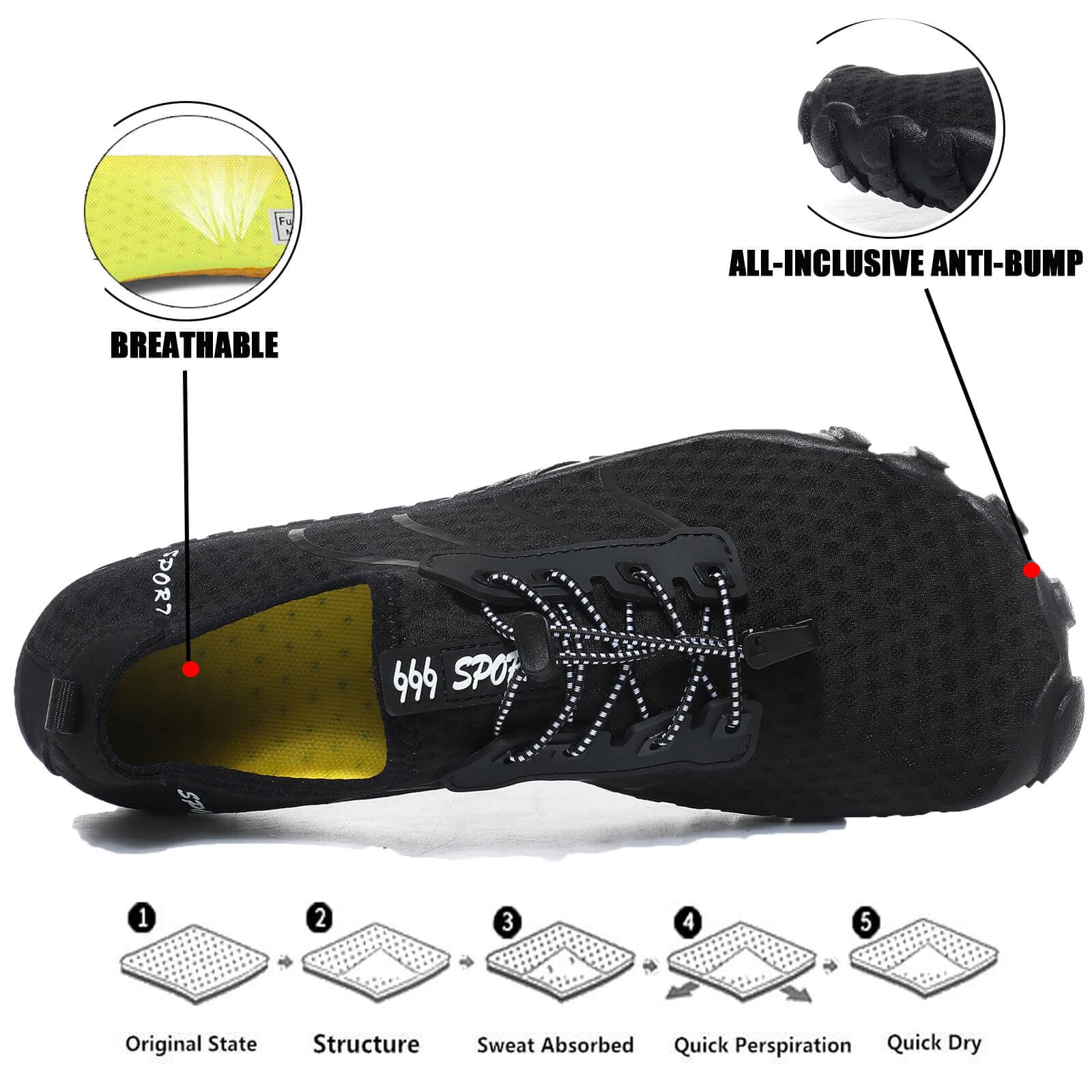 Mens Womens Water Shoes Quick-drying Barefoot Swimming Shoes - craques