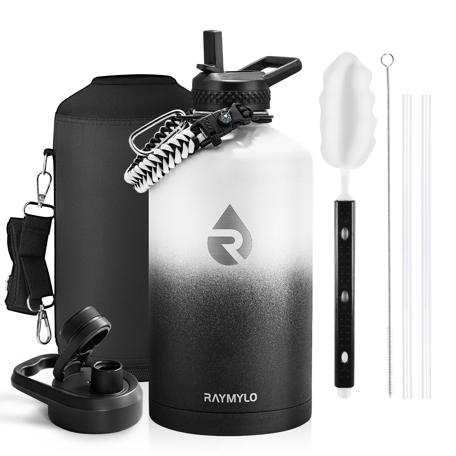 RAYMYLO One Gallon Water Bottle Insulated Triple Walled Vacuum Stainless Steel (Cold for 48 Hrs) Leak Proof & BPA-Free