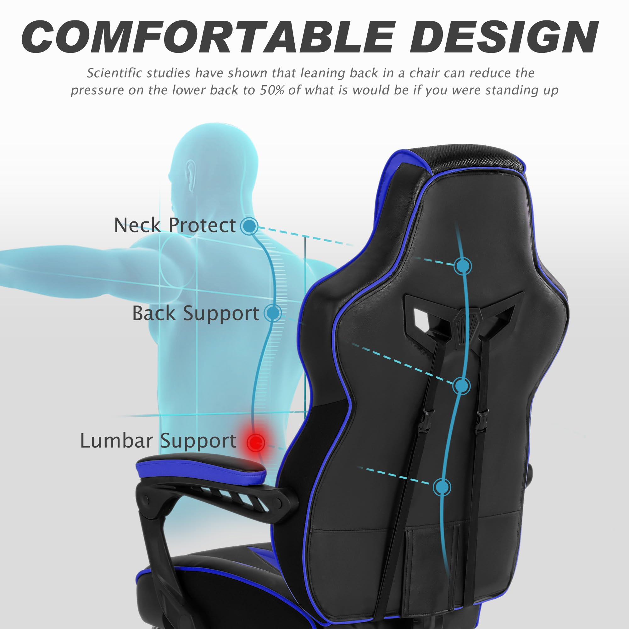 Vonesse Gaming Chair with Footrest by Craques - White & Pink