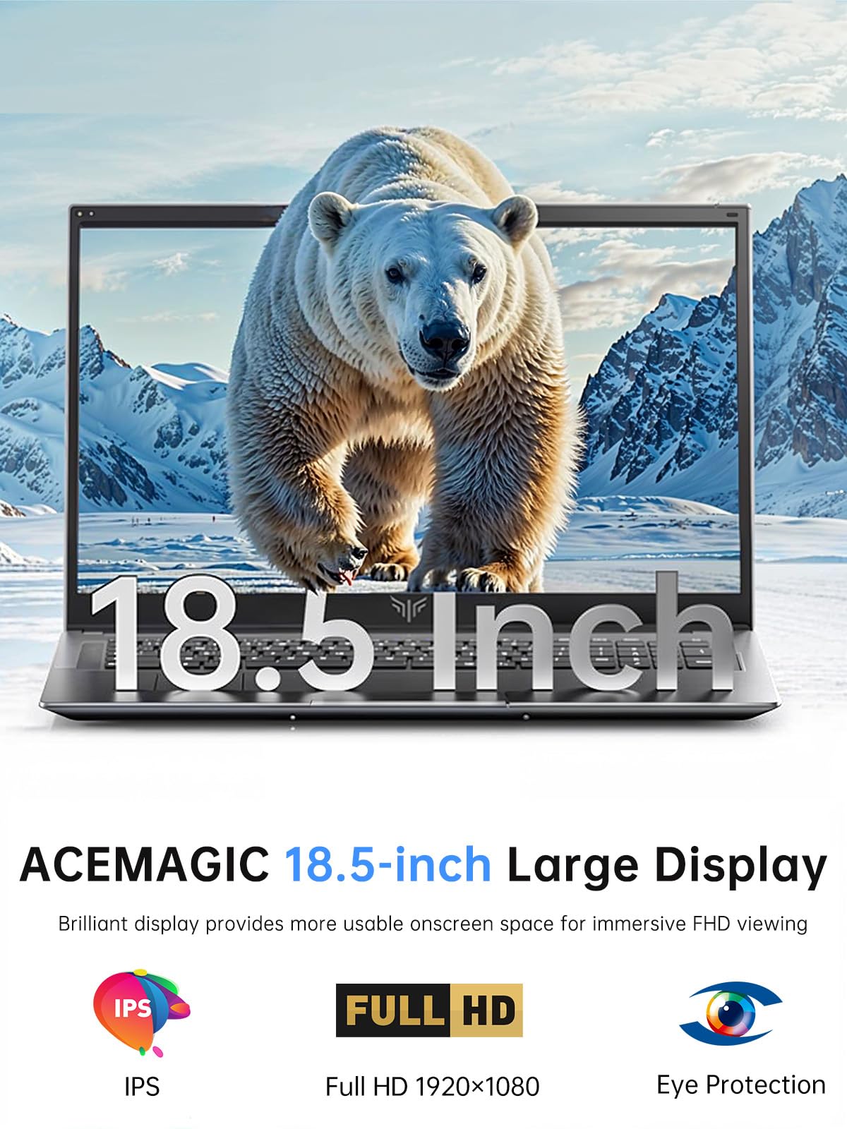 ACEMAGIC Laptop Computer Intel N150 Windows Laptop 18.5-inch IPS 16GB DDR4 512GB SSD Traditional Laptops