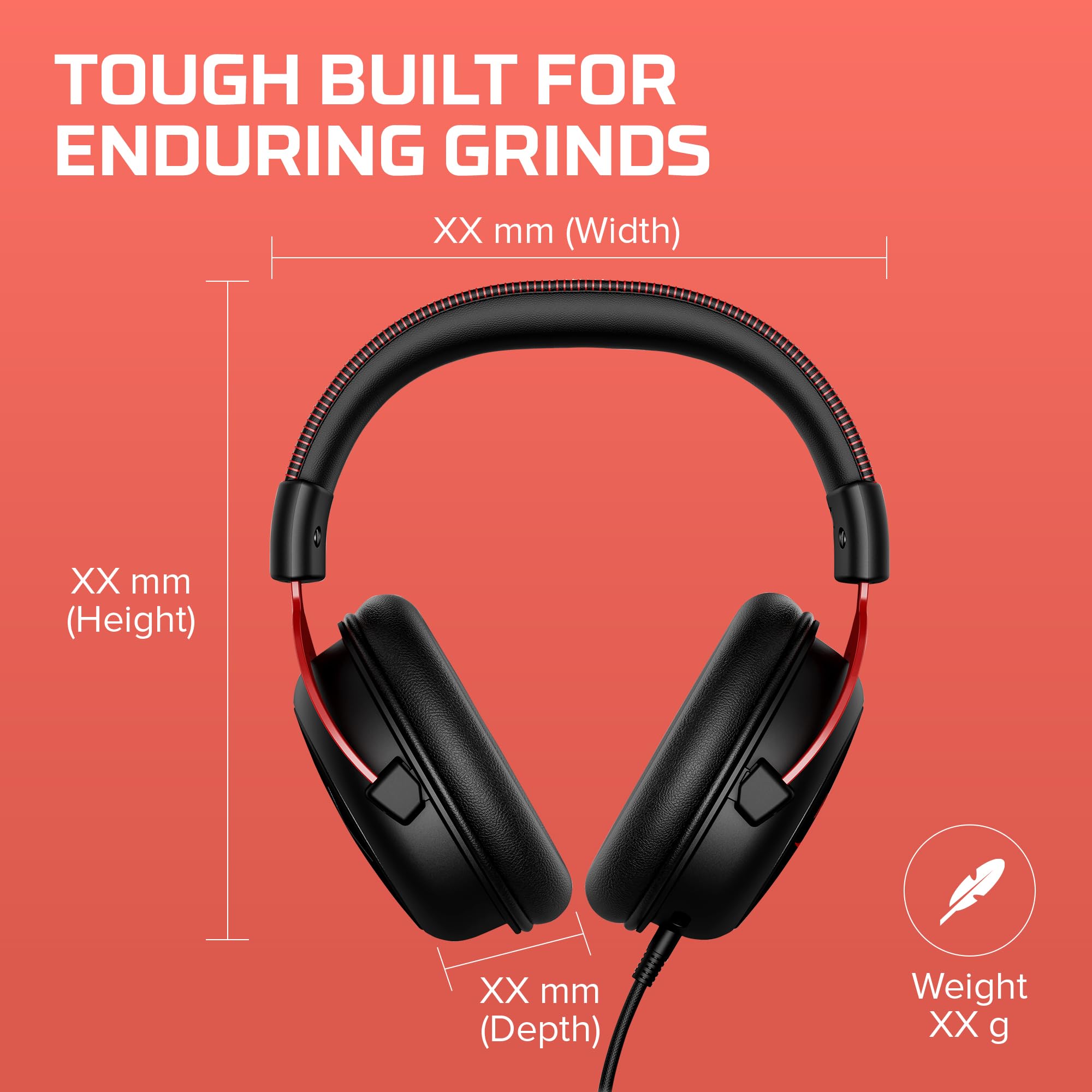 HyperX Cloud II - Gaming Headset, 7.1 Surround Sound, Memory Foam Ear Pads - craques