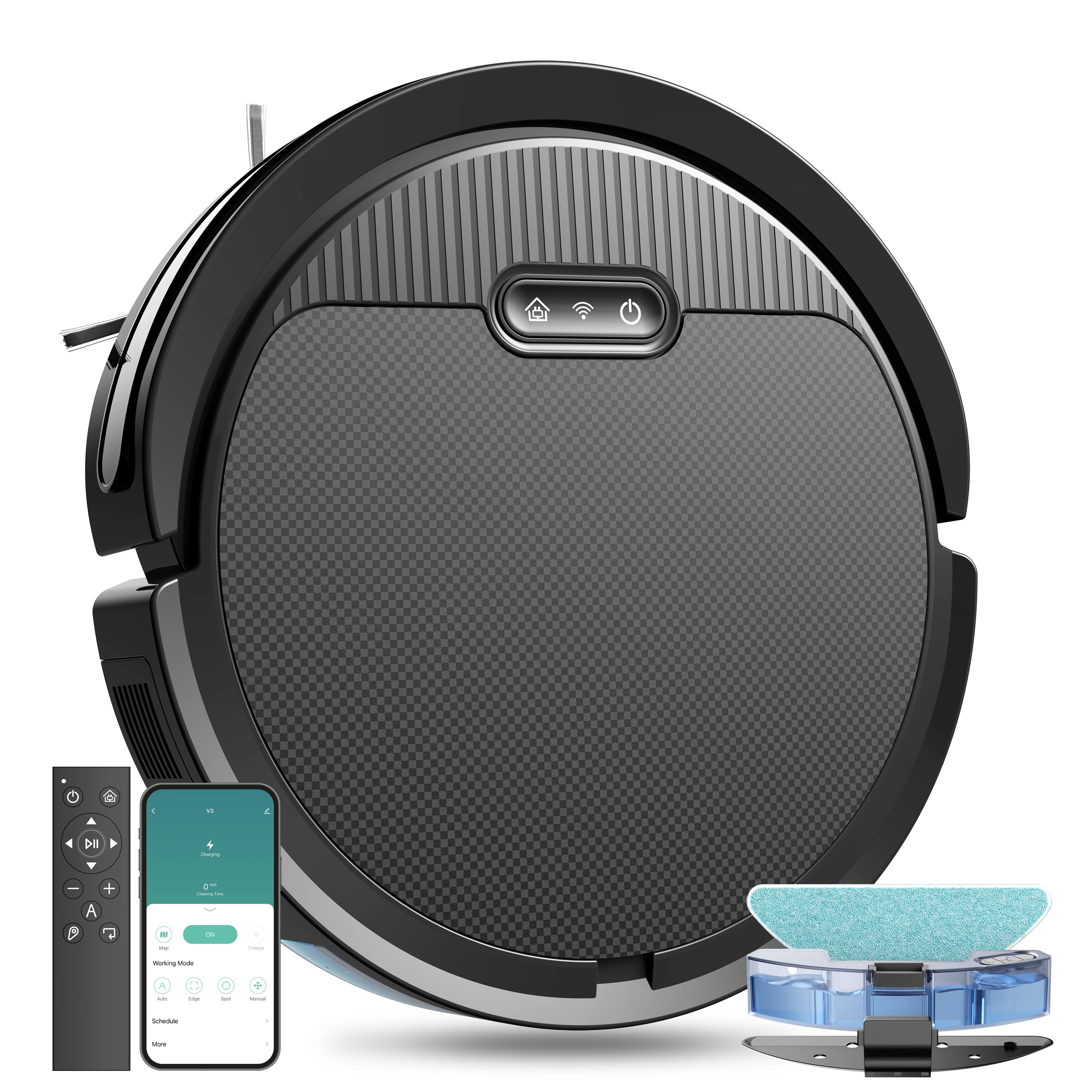 Robot Vacuum And Mop 3 In 1 Combo Cleaner For Home With Pet Hair Hard Floor 5000Pa Suction 120 Mins Run