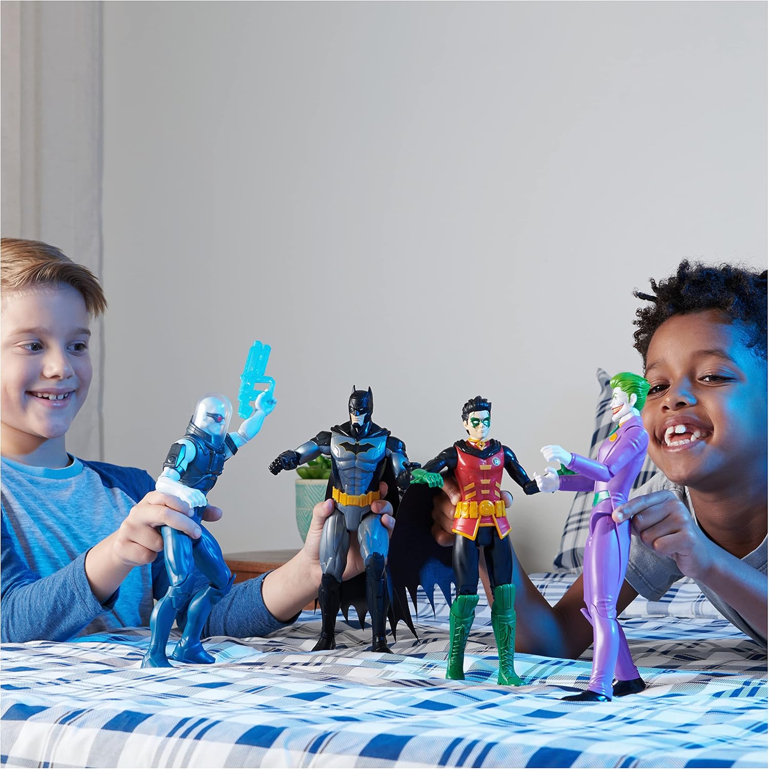 DC Comics Batman and Robin vs. The Joker Mr. Freeze 12-inch Action Figures Kids Toys for Boys Girls Ages 3 Up