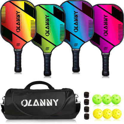 Graphite Pickleball Paddles 4 Pack - Premium Rackets Fiber Face