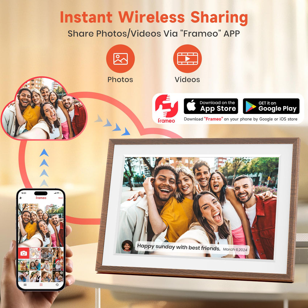 Craques Frameo WiFi Digital Picture Frame with Wood Finish craques