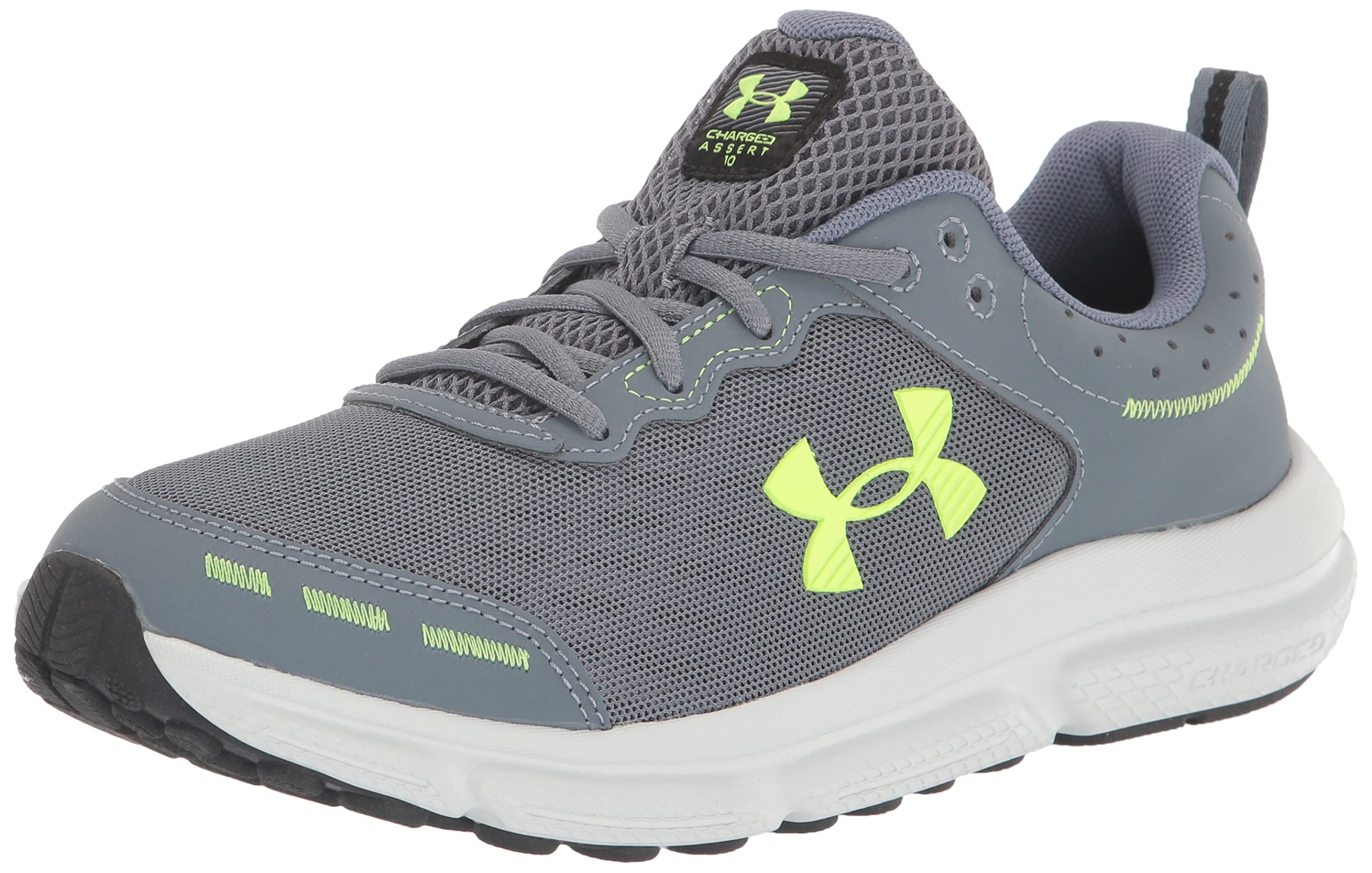 Under Armour Mens Charged Assert 10 Running Shoes - 8.5 / (100) Gravel/Gravel/Lime Surge