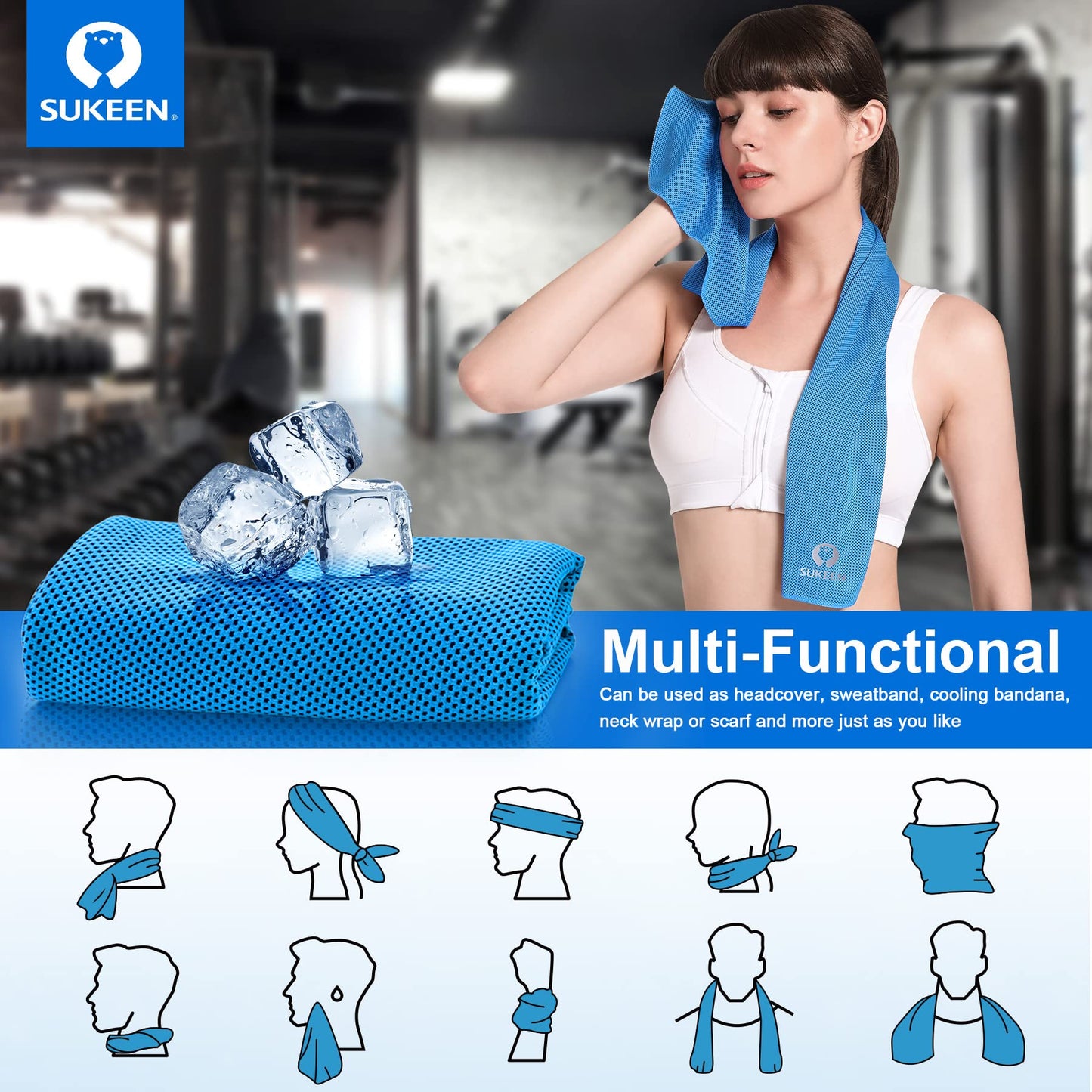 Sukeen [4 Pack] Cooling Towel (40"x12"), Ice Towel, Soft Breathable Chilly Towel