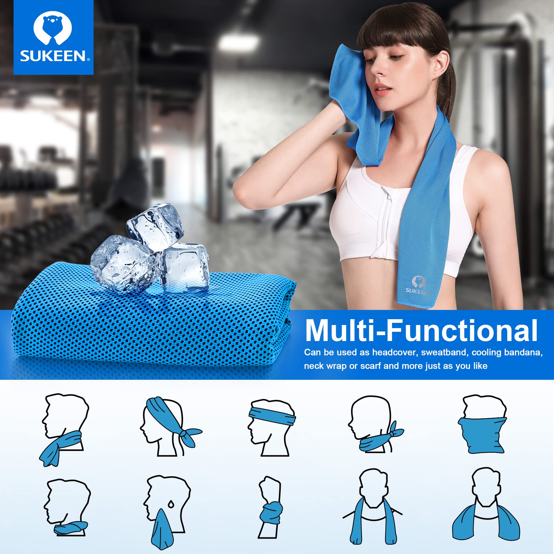 Sukeen [4 Pack] Cooling Towel (40"x12"), Ice Towel, Soft Breathable Chilly Towel - craques