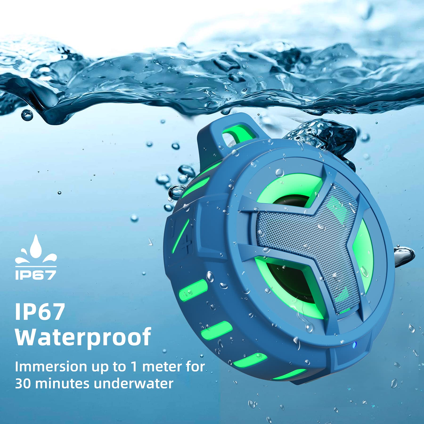 Craques Waterproof Bluetooth Shower Speaker with LED Lights craques