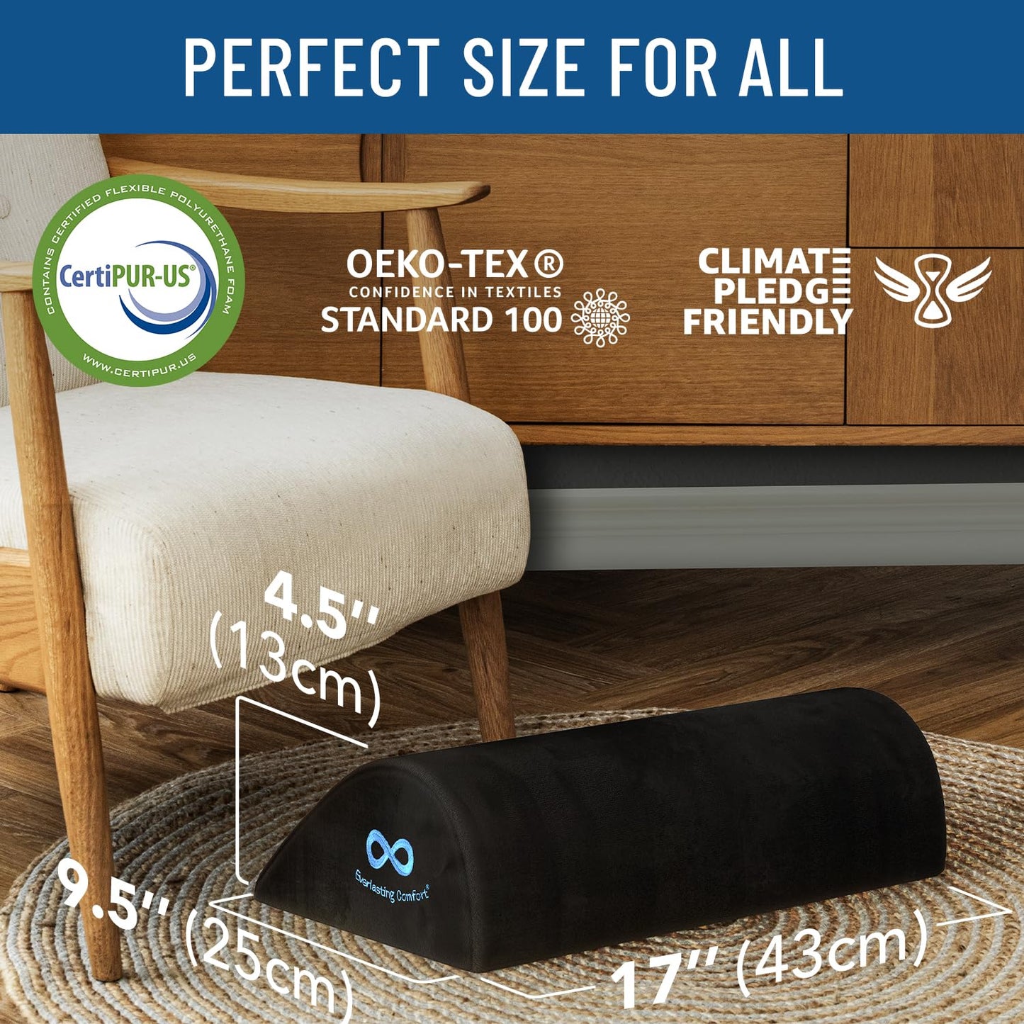 Everlasting Comfort Memory Foam Foot Rest Under Desk - Ergonomic Office Foot Stool