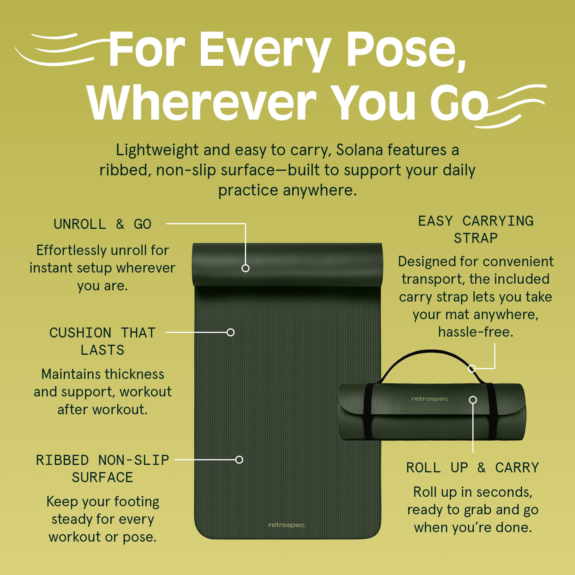 Retrospec Solana Yoga Mat 1/2" Thick - craques