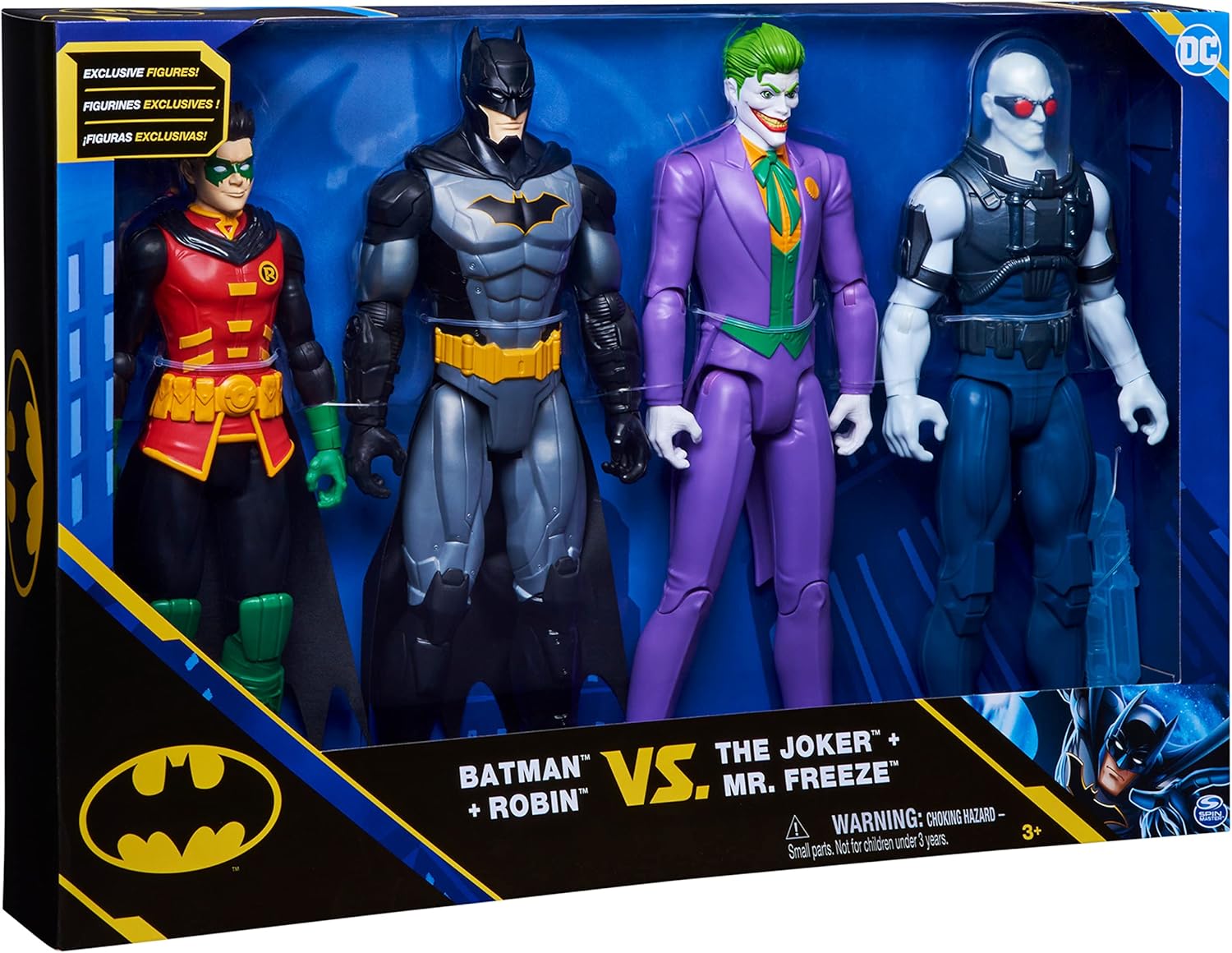 DC Comics Batman and Robin vs. The Joker Mr. Freeze 12-inch Action Figures Kids Toys for Boys Girls Ages 3 Up