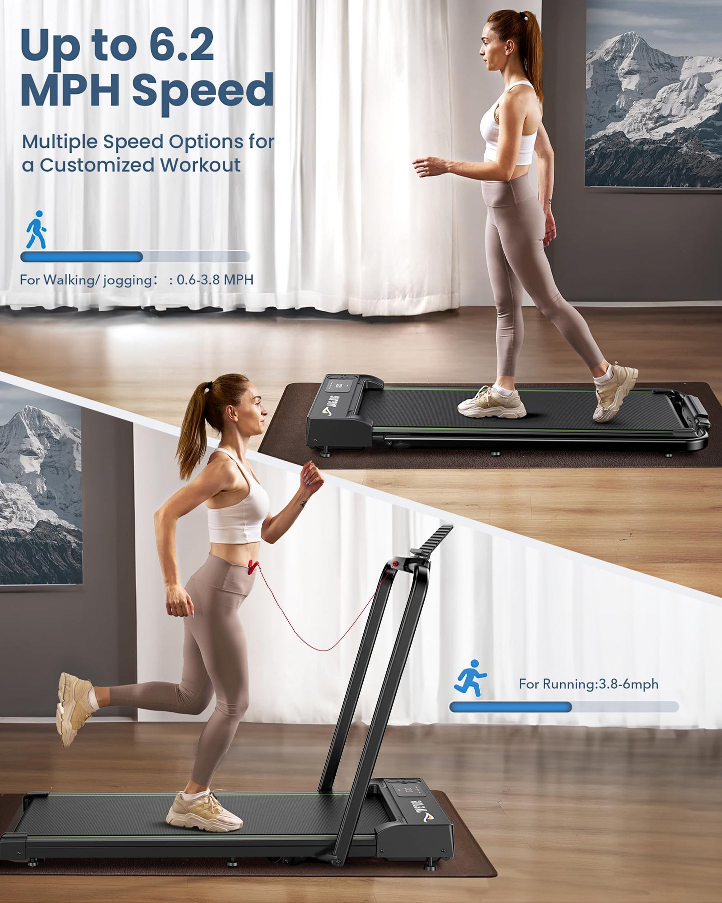 Foldable Walking Pad with Handle Bar