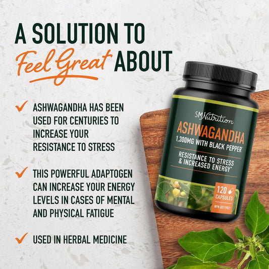 Ashwagandha Supplement 1300mg | High Strength Resistance to Stress