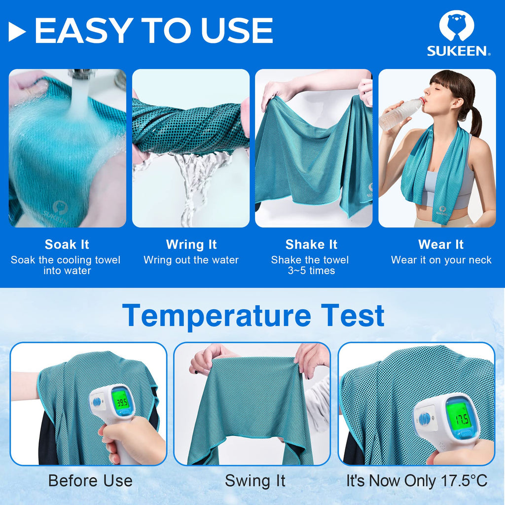 Sukeen [4 Pack] Cooling Towel (40"x12"), Ice Towel, Soft Breathable Chilly Towel - craques