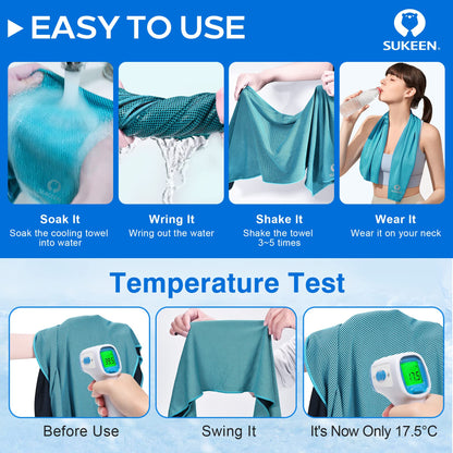 Sukeen [4 Pack] Cooling Towel (40"x12"), Ice Towel, Soft Breathable Chilly Towel