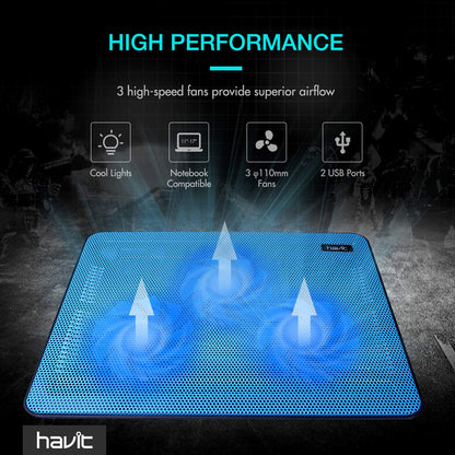 havit Laptop Cooling Pad, HV-F2056 15.6-17'' Slim Portable USB Powered