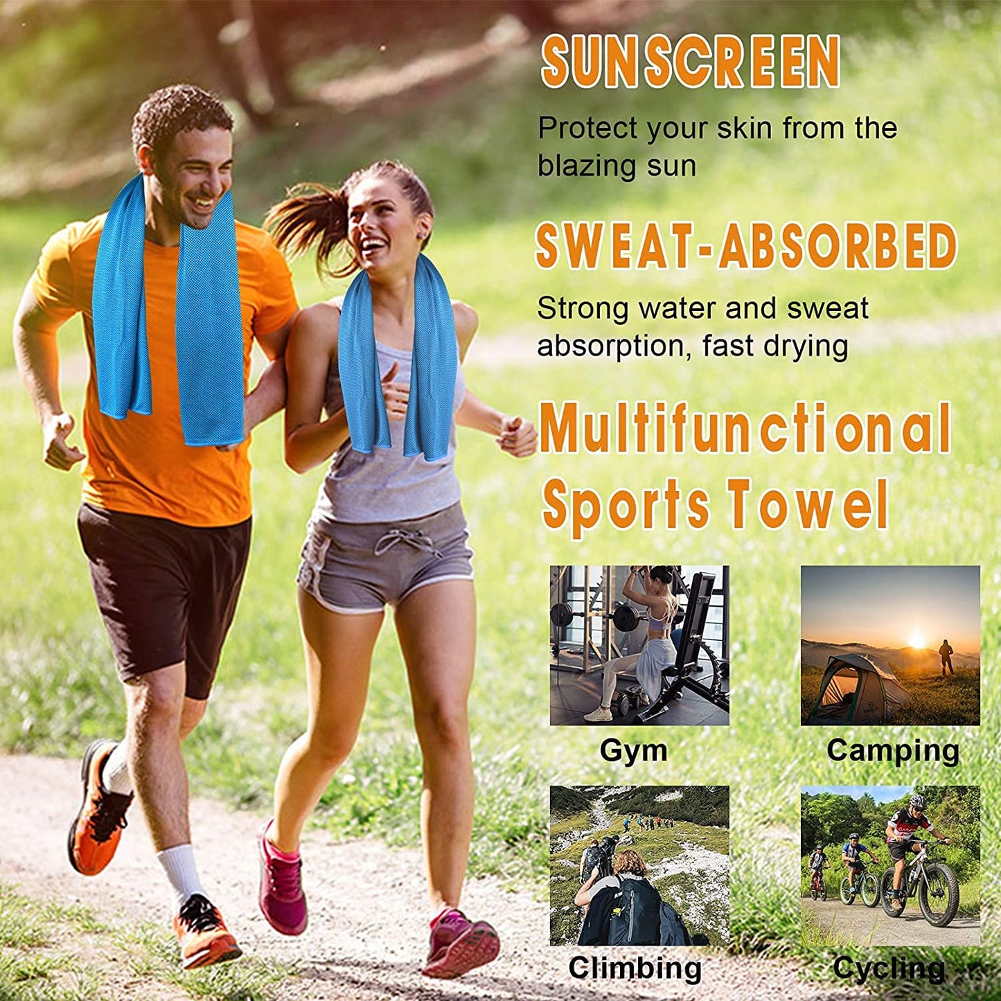 Sukeen [4 Pack] Cooling Towel (40"x12"), Ice Towel, Soft Breathable Chilly Towel