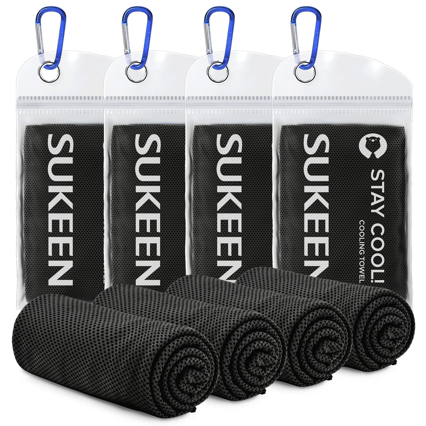 Sukeen [4 Pack] Cooling Towel (40"x12"), Ice Towel, Soft Breathable Chilly Towel