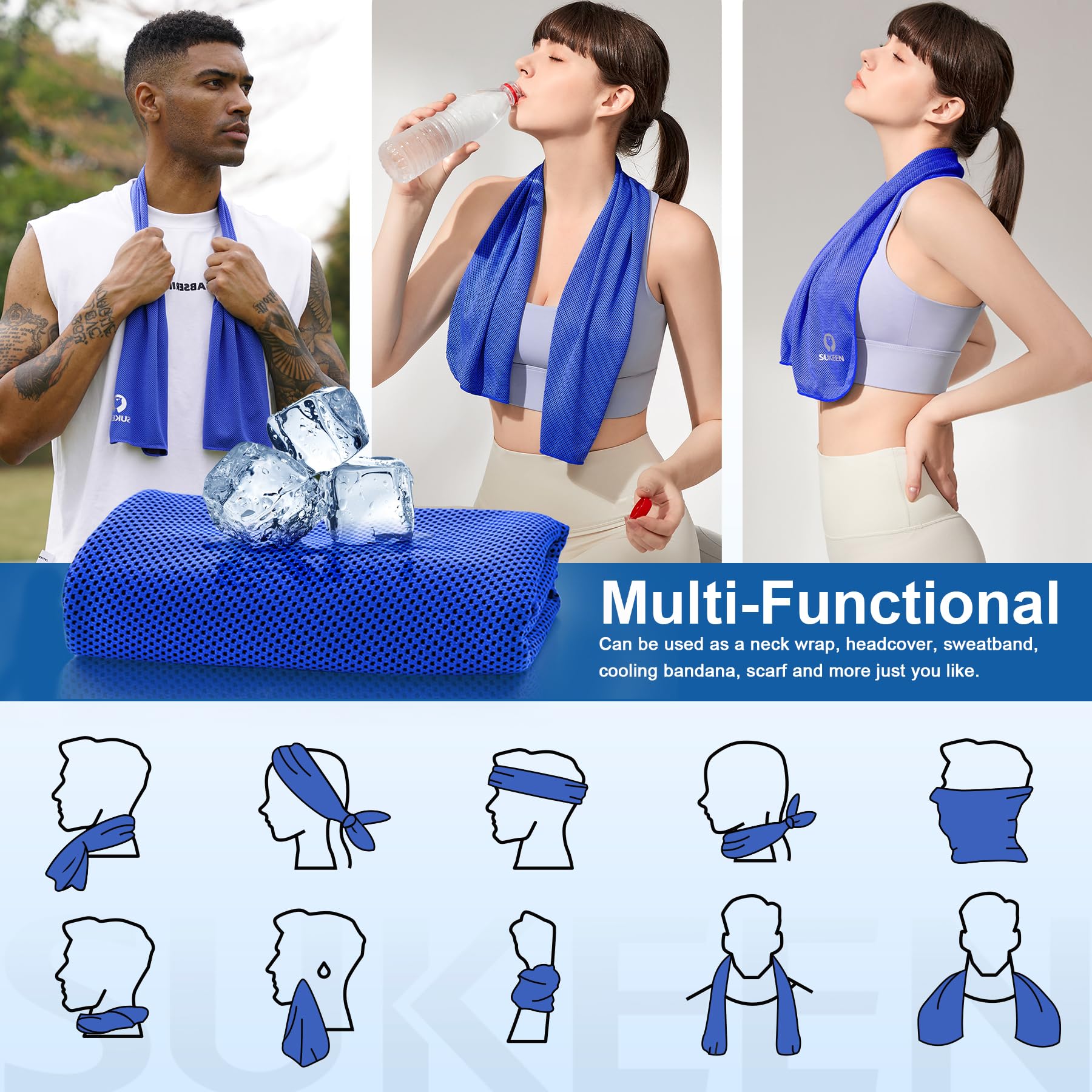 Sukeen [4 Pack] Cooling Towel (40"x12"), Ice Towel, Soft Breathable Chilly Towel - craques