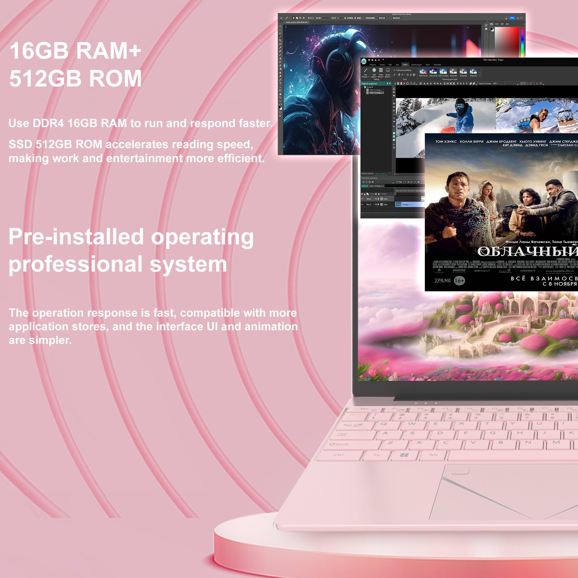 15.6 inch Laptop - 16GB RAM LPDDR4 512GB SSD Laptop Computer - craques