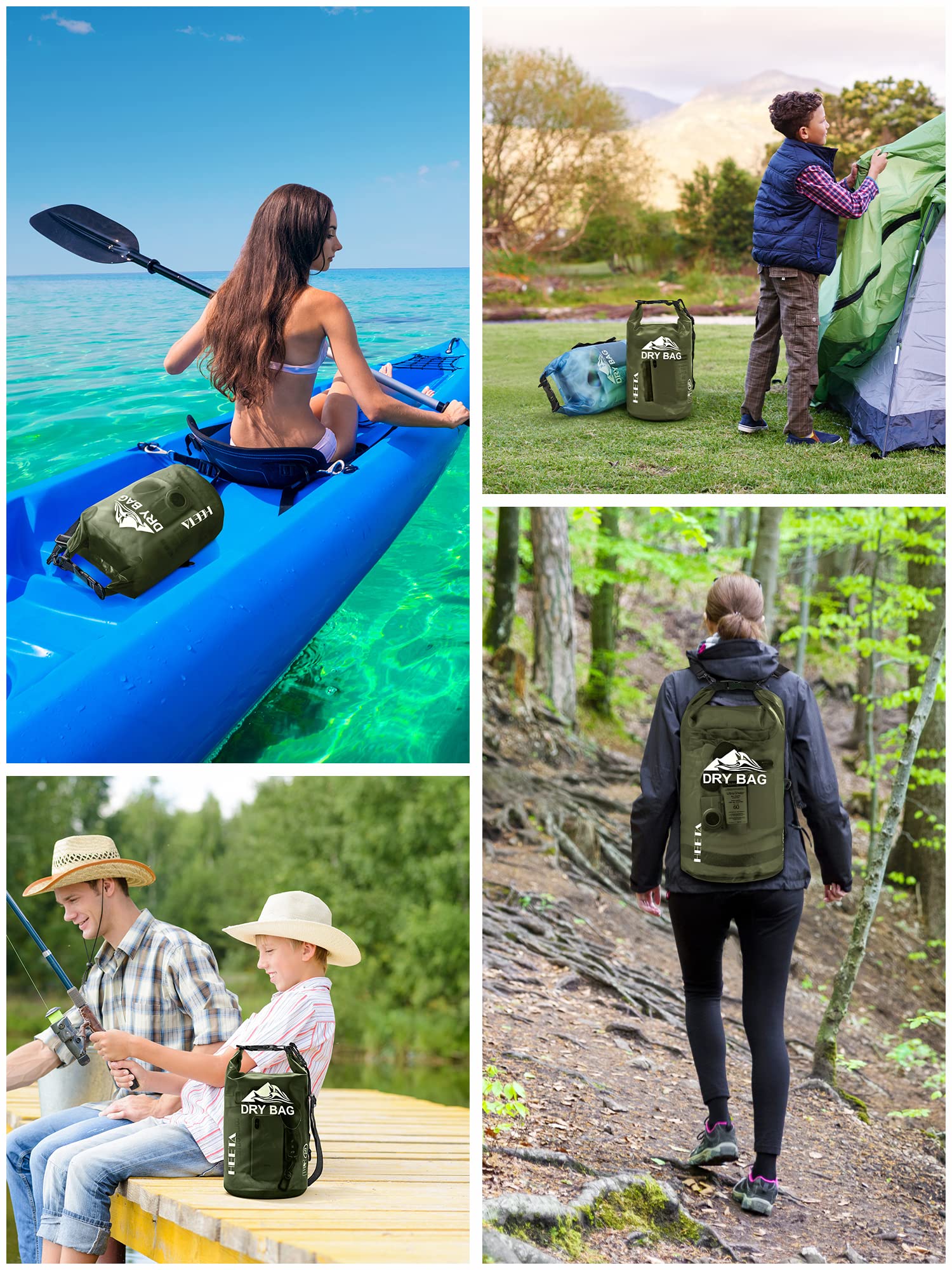 HEETA Dry Bag Waterproof for Women Men, 5L/10L/20L/30L/40L Roll Top Lightweight Dry Storage Bag Backpack with Phone Case for Travel Swimming Boating Kayaking Paddle Board Camping Beach Accessories craques