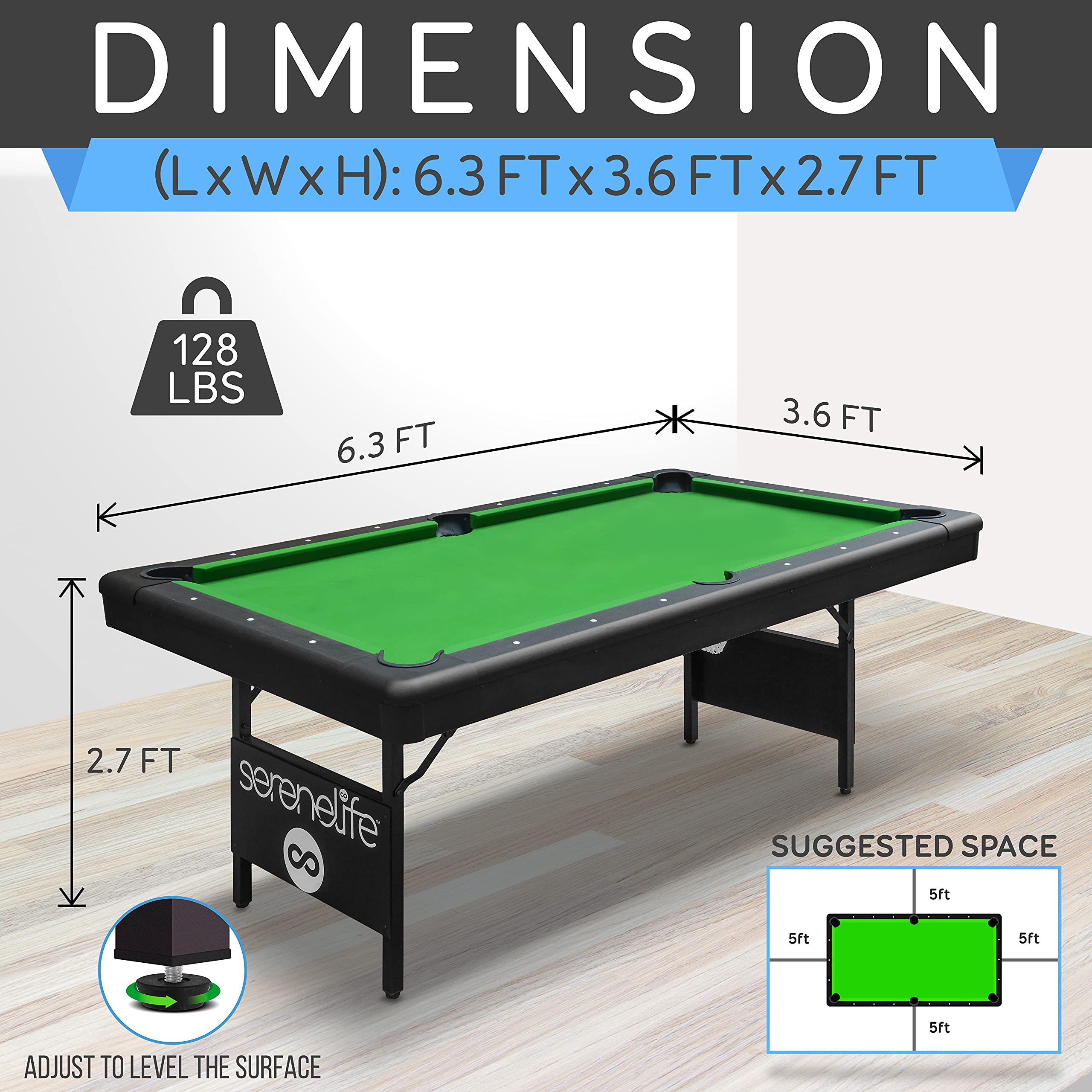 SereneLife Pool Table- Foldable & Portable Billiard Table - craques