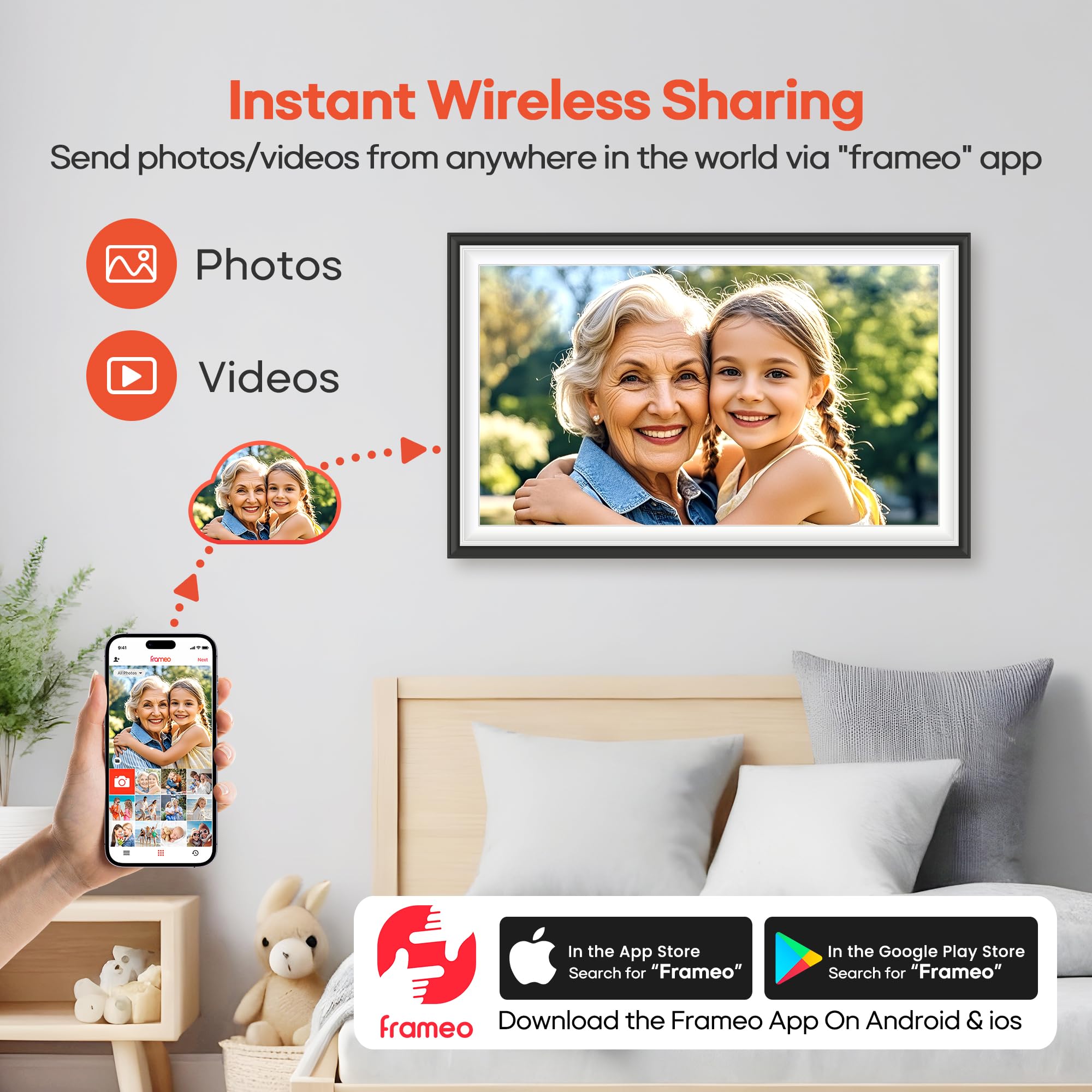 Craques Frameo WiFi Digital Picture Frame with Wood Finish craques