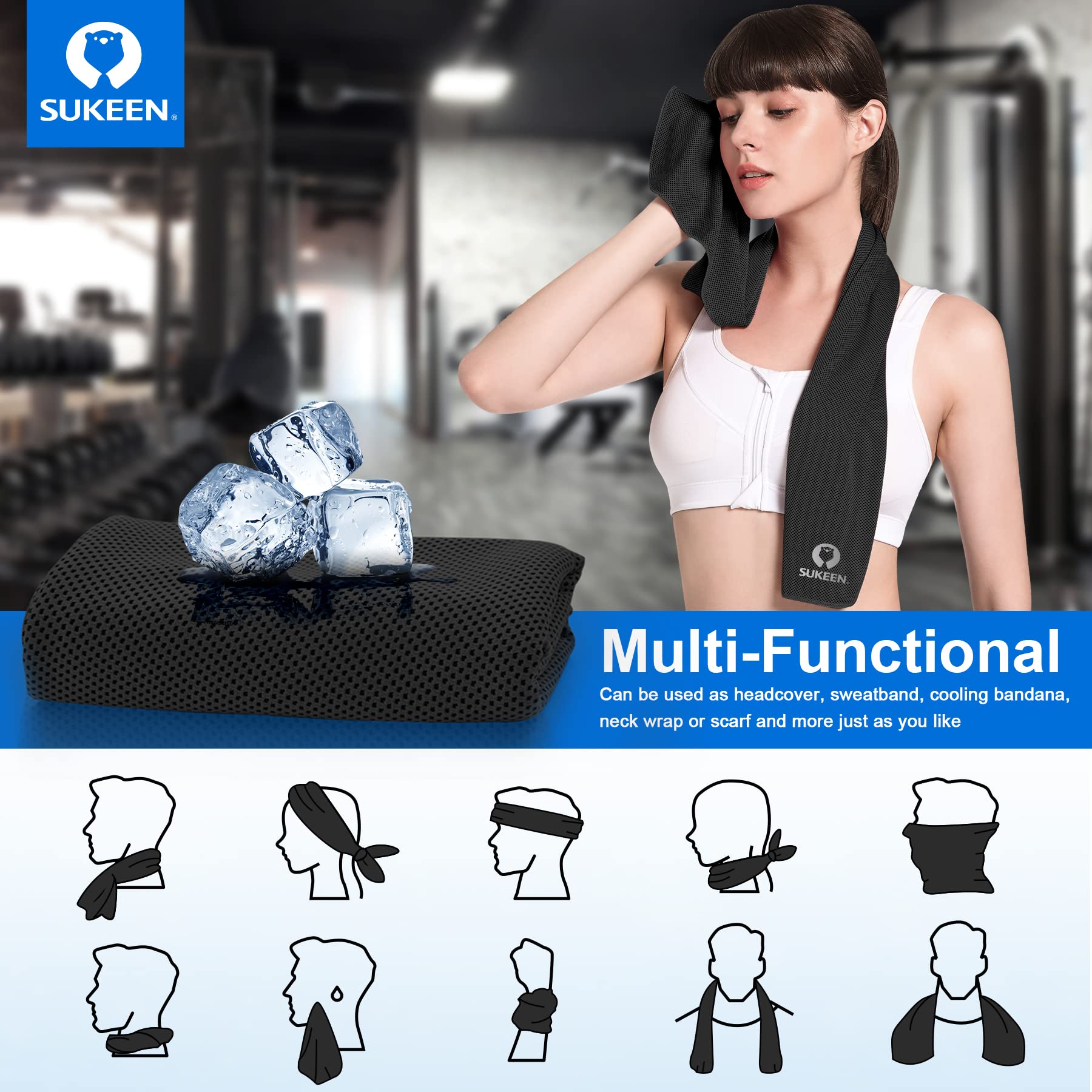 Sukeen [4 Pack] Cooling Towel (40"x12"), Ice Towel, Soft Breathable Chilly Towel - craques