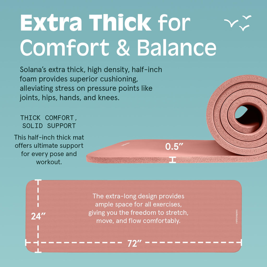 Retrospec Solana Yoga Mat 1/2" Thick - craques