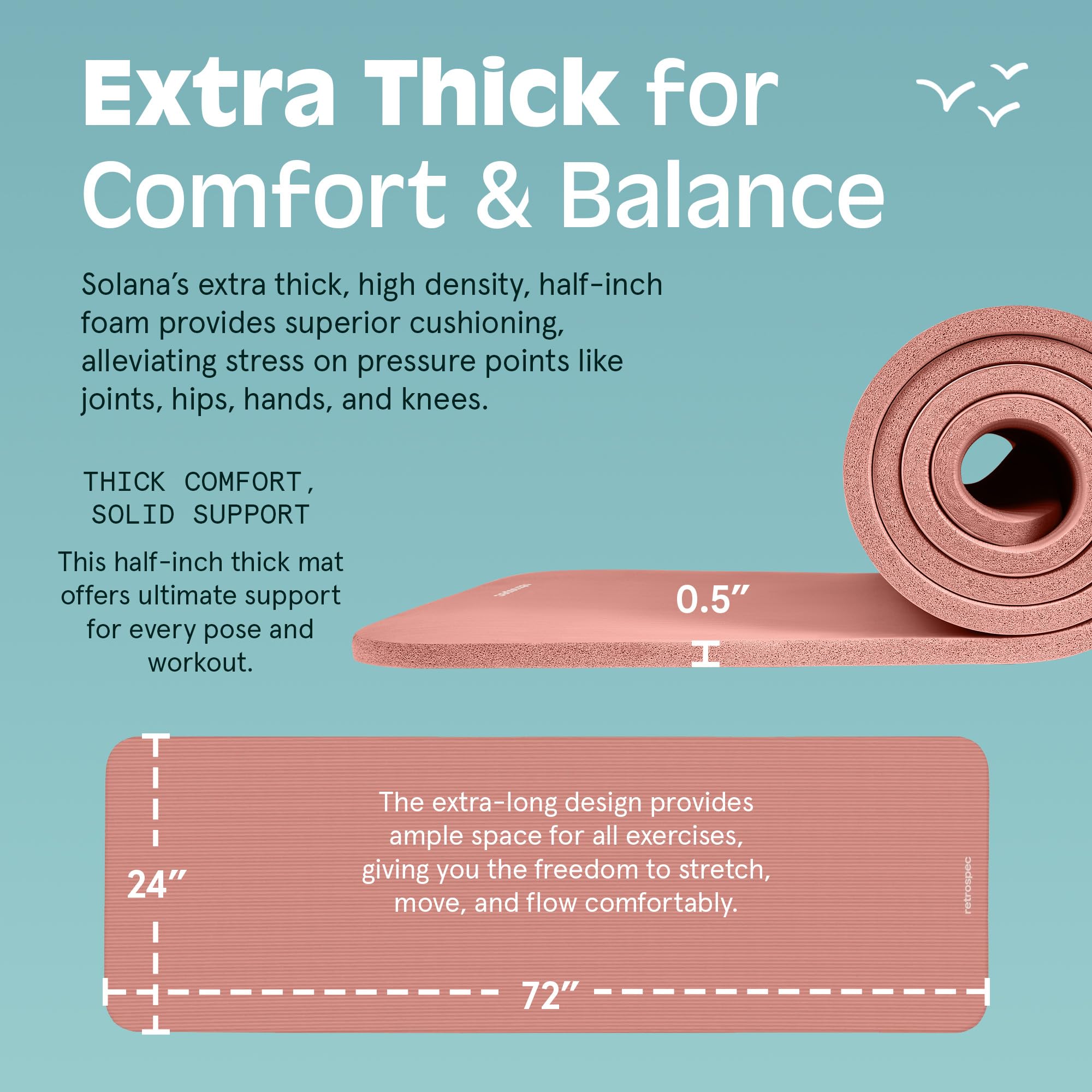 Retrospec Solana Yoga Mat 1/2" Thick - craques