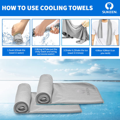 Sukeen [4 Pack] Cooling Towel (40"x12"), Ice Towel, Soft Breathable Chilly Towel