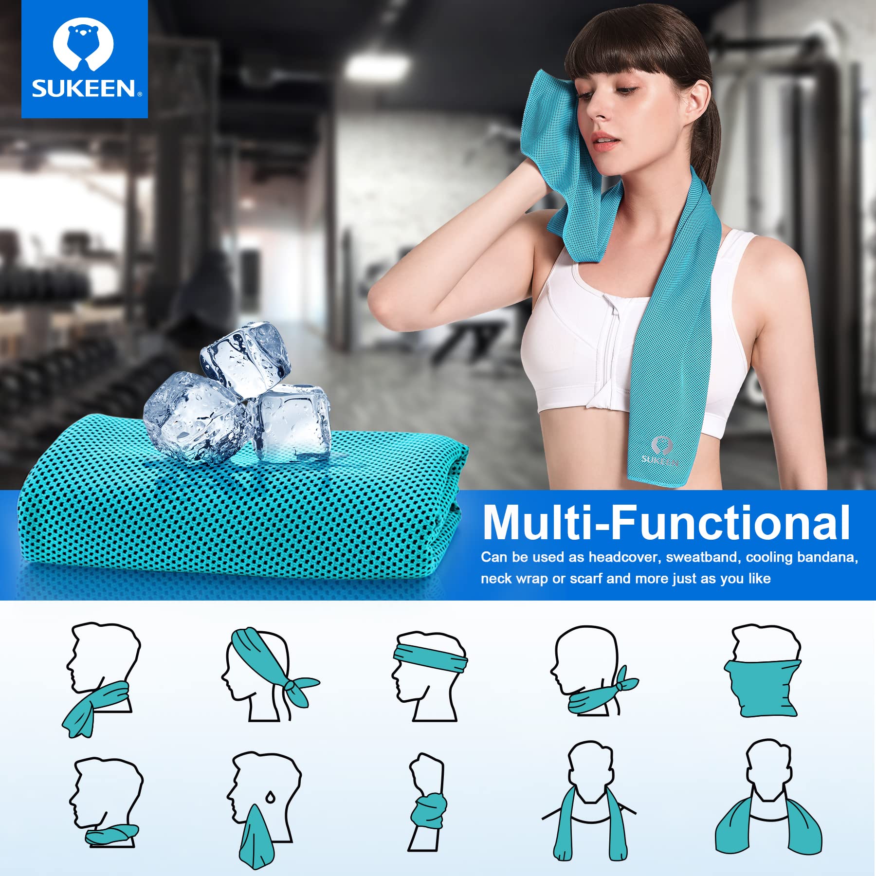 Sukeen [4 Pack] Cooling Towel (40"x12"), Ice Towel, Soft Breathable Chilly Towel - craques