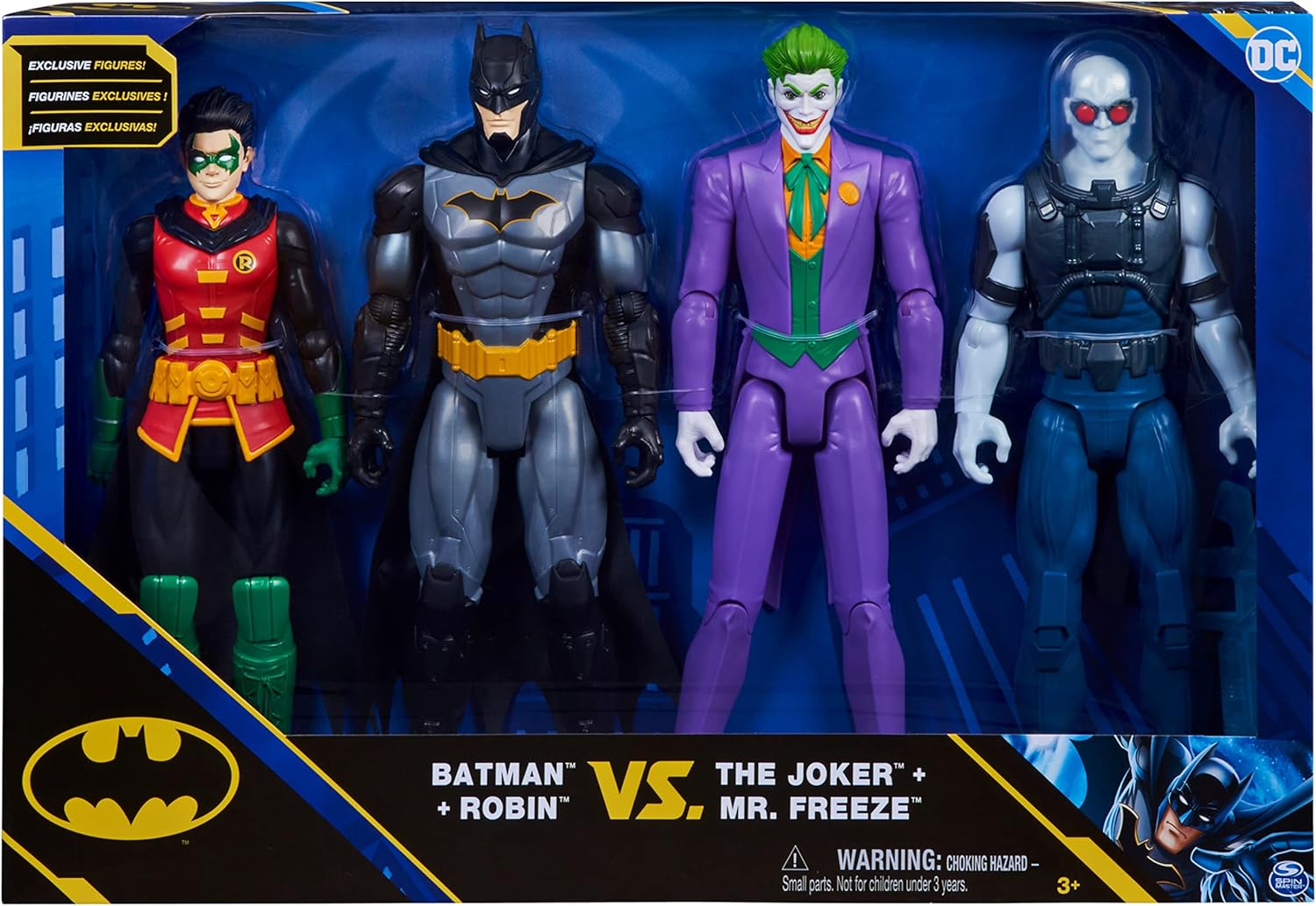 DC Comics, Batman and Robin vs. The Joker and Mr. Freeze, 12-inch Action Figures, Kids Toys for Boys and Girls Ages 3 and Up craques