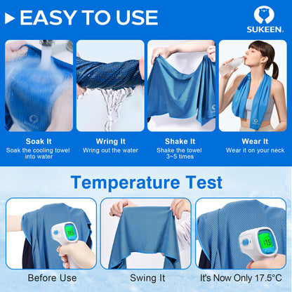 Sukeen [4 Pack] Cooling Towel (40"x12"), Ice Towel, Soft Breathable Chilly Towel