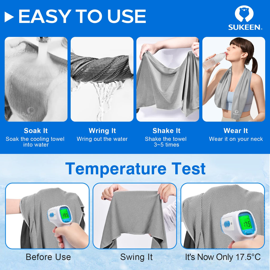 Sukeen [4 Pack] Cooling Towel (40"x12"), Ice Towel, Soft Breathable Chilly Towel - craques